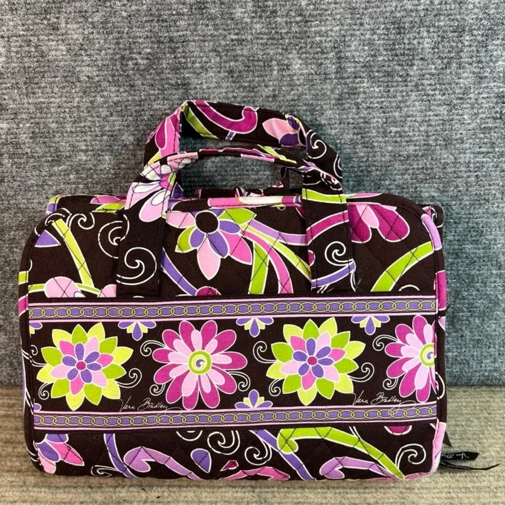 Vera Bradley Plum Crazy Hanging Travel Organizer Quilted Floral Cosmetic Bag